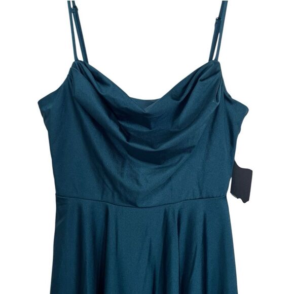 NWT CITY STUDIOS Juniors' Draped Top Green Skater Dress | 6 Juniors - Picture 6 of 11